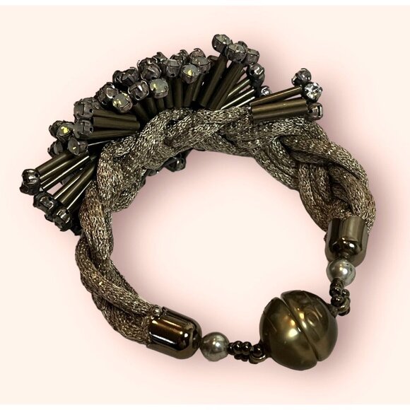 Tataborello Designer Tata MADE IN ITALY Crystal Rhinestone Faux Pearl Bracelet - Picture 4 of 9